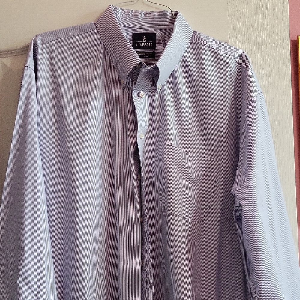 Stafford Men's Blue Dress Shirt Size 19 36-37